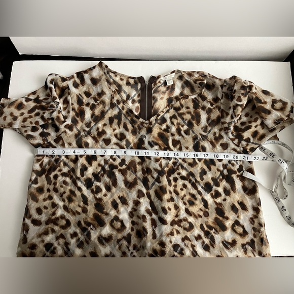 CATO Women’s  Plus Top Tunic Animal Print Size 14/16 Semi Sheer Short Sleeve - Picture 13 of 13